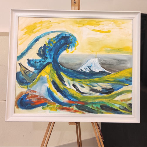 Проект „Изкуства без граници: Творчески ателиета“ - картина по „Голямата вълна край Канагава“ на Кацушика Хокусай.