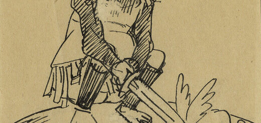„Марс и ангелчето на мира“ – карикатура на Илия Бешков, 1944